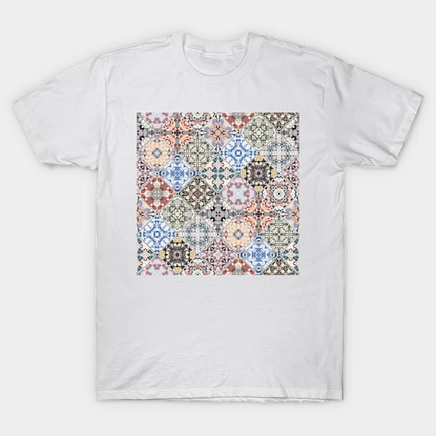 Patchwork of square patches with a pattern in oriental style T-Shirt by IrinaGuArt